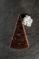 Cakes with chocolate cream on a gray background