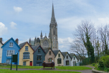 Cobh, County Cork / Ireland - 2021-04-17: The cathedral of Saint Colman is a landmark having taken 47 years to complete it is the only Victorian Irish cathedral to have its interior intact