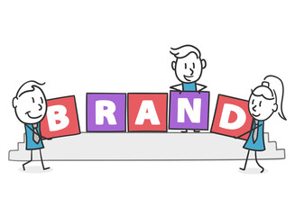 Stick people generate brand image. Collaboration concept to improve the image of your company