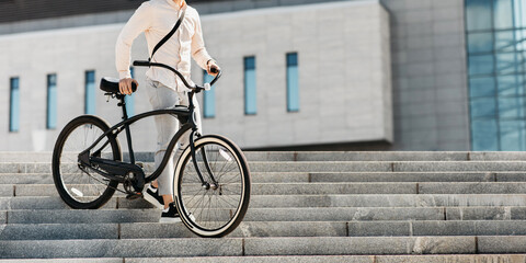Fototapeta premium Modern walking, short way to work and eco transport in town