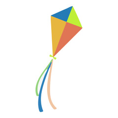 Flying Kite Colorful Icon On White Background Flat Illustration Graphic