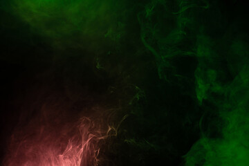 Green and pink steam on a black background.
