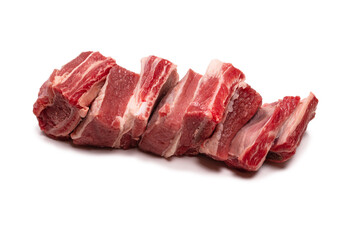 Raw beef ribs isolated on white background.