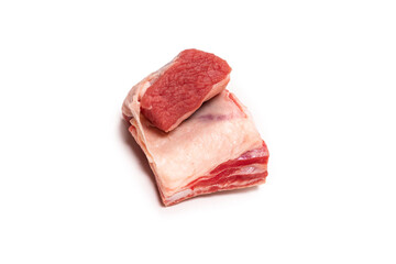 Raw beef ribs isolated on white background.