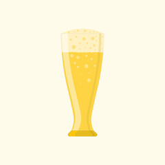 Vector illustration of glass with beer isolated on white. Close-up. Icon, sign, symbol. For a wide range of design applications.