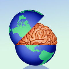 illustration of the brain in the world