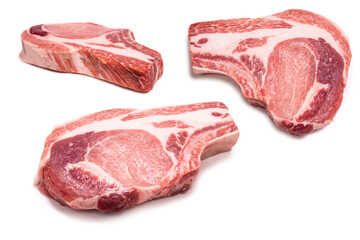 Raw pork isolated on white background.