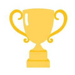 Golden Trophy Cup in championship Winner award on White Background Flat Graphic Illustration simple symbol closeup