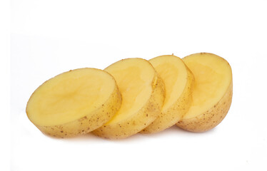 Sliced ​​raw potatoes isolated on white background