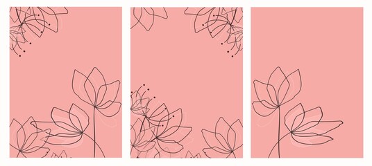 Botanical wall art vector set. Foliage line art drawing with abstract shape. Abstract Plant Art