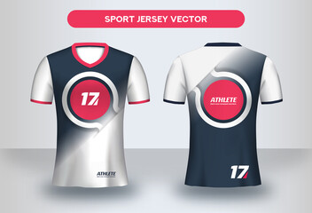 Naklejka premium Football Jsersey design template. Soccer club uniform T-shirt front and back view.