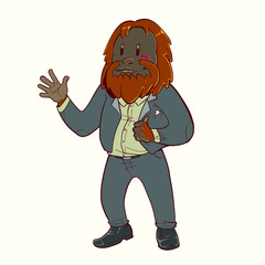 cartoon illustration of a mascot orangutan