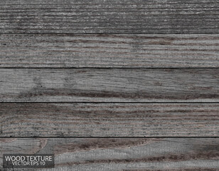 Dark grey wood texture, EPS 10 vector. Old barn boards. Wooden background.