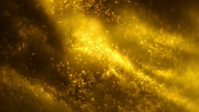 Golden Liquid Abstract Particles Background, Glittering Particles