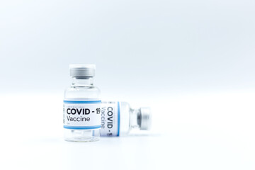 Vaccine and syringe injection with copy space, treatment to cure Covid 19 Coronavirus. , Its uses...