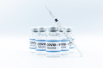 Vaccine and syringe injection with copy space, treatment to cure Covid 19 Coronavirus. , Its uses...