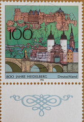 GERMANY - CIRCA 1996 : a postage stamp from Germany, showing a view of Heidelberg Castle, old...