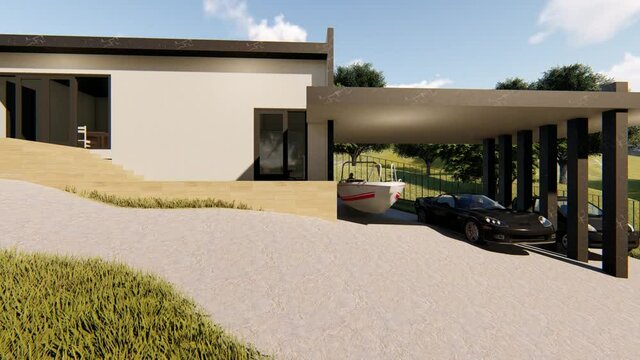 Modern house architectural 3d rendering