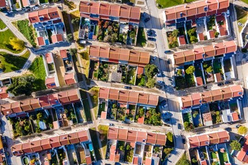 Aerial view of a modern residential district in Lisbon, Portugal.