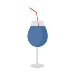 A blue cocktail glass for a summer relaxing holiday on a white background