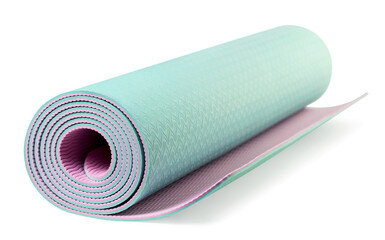 Yoga mat and sports on a white background. Isolated