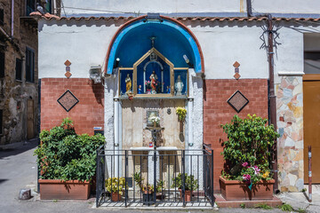 Fototapeta na wymiar Small catholic shrine in Palermo, capital city of Sicily Island, Italy