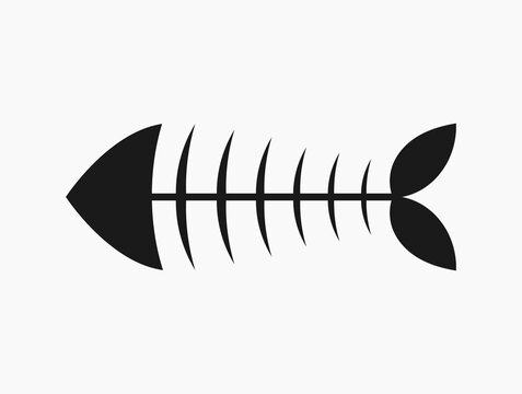 Fishbone icon. Black fish bone vector illustration.