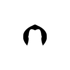  Mustache flat icon. Simple style barber shop company poster design background symbol. Man hair salon logo. Logo design element. T-shirt printing. Vector for sticker.