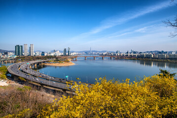 view of the river in the city  Seoul South Korea 