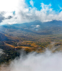 view from the mountain to the landscape of crimea on an autumn day