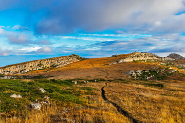 chatyr-dag plateau landscape in crimea on an autumn day