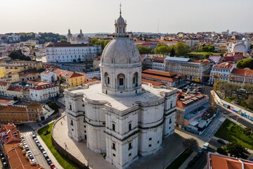Aerial view of Panteao Nacional, the National Pantheon is a celebrity tombs in a 17th-century...