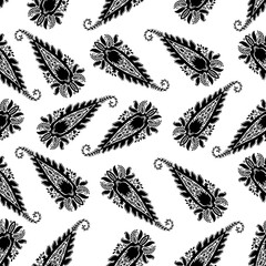 Seamless pattern ornament folk flower.Floral motif rustic paisley style.The elegant ethnic print fabric