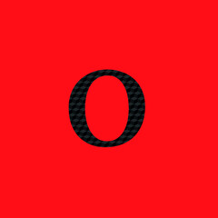 number 0 zero in texture with opaque black metal appearance editable vector on red background
