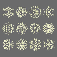Snowflakes icon collection. Graphic modern gray ornament