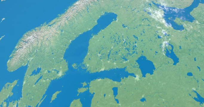 Gulf of Bothnia in planet earth, aerial view from outer space