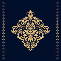 Damask graphic ornament. Floral design element. Gold vector pattern