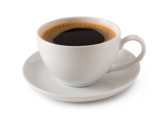 Black coffee in a coffee cup isolated on a white background,clipping path.