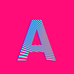 Letter A textured in curved lines, sports style, editable vector