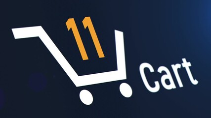 Close up animation of shopping cart icon