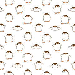 Seamless Pattern of Cartoon Penguin Illustration Design on White Background