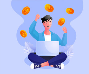 Freelancer relax working and make a lot of money
