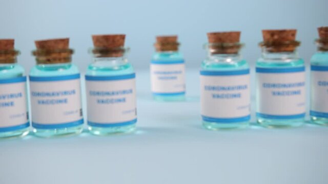 Flu measles coronavirus vaccine. Covid-19 coronavirus vaccine production line