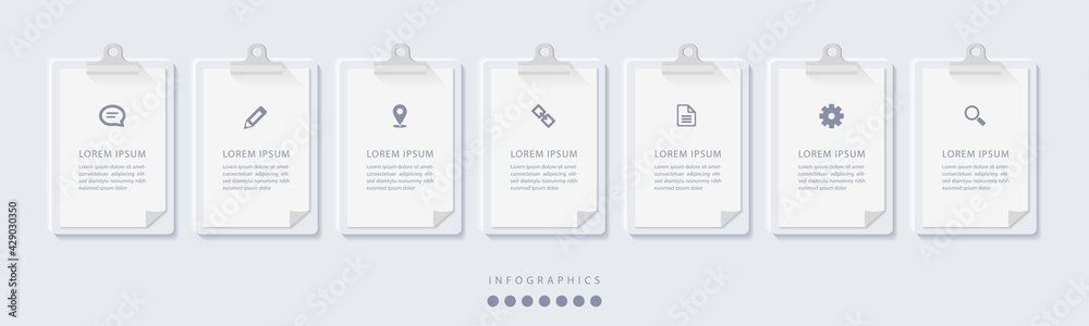Wall mural vector elegant simple refined style infographic design ui template clipboard paper template labels a