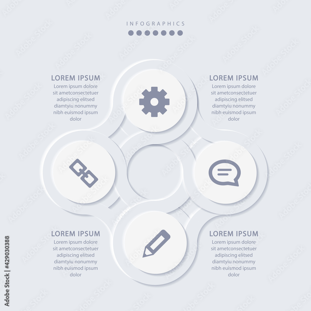 Wall mural vector elegant simple refined style infographic design ui template spiral round cross labels and ico