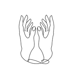 continuously drawn two female hands one line, palms up, Rose in hands, open palms, line art, hand drawn, vector illustration Lineart in a trendy minimalist style.