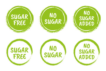 sugar free icon set, natural food without sugar label