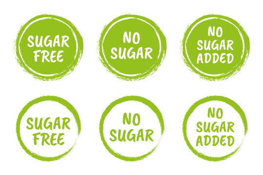 sugar free icon set, natural food without sugar label