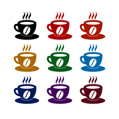 Coffee cup icon isolated on white background color set