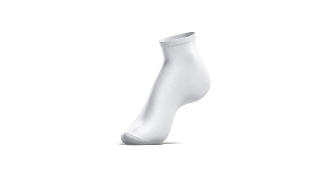 Blank white ancle socks mockup stand, looped rotation